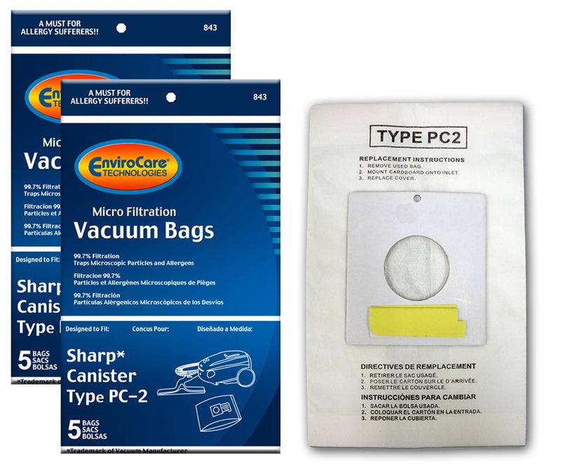 ENVIROCARE أكياس غبار مكنسة كهربائية ميكرو فلتر بديلة من إنفايروكير تناسب نوع شارب PC-2 عبوة 10 - Image 1